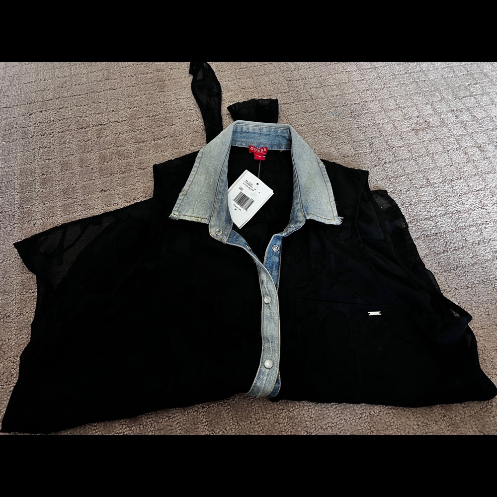 Guess black with denim top